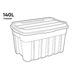 Tuff Box 140L Storage Boxes with Lid  Set of 3 - Black