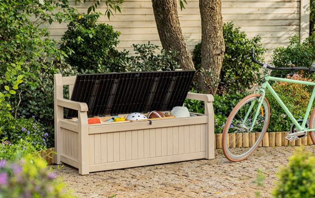 Solana Brown 70 Gallon Outdoor Storage Bench - Keter US