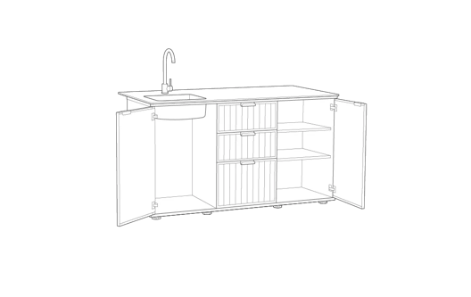 מטבח חוץ קומפקטי ונציאני - דמוי עץ בגווני חום