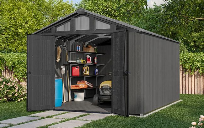 Gray Stronghold 10x15 Extra Large Storage Shed - Keter US