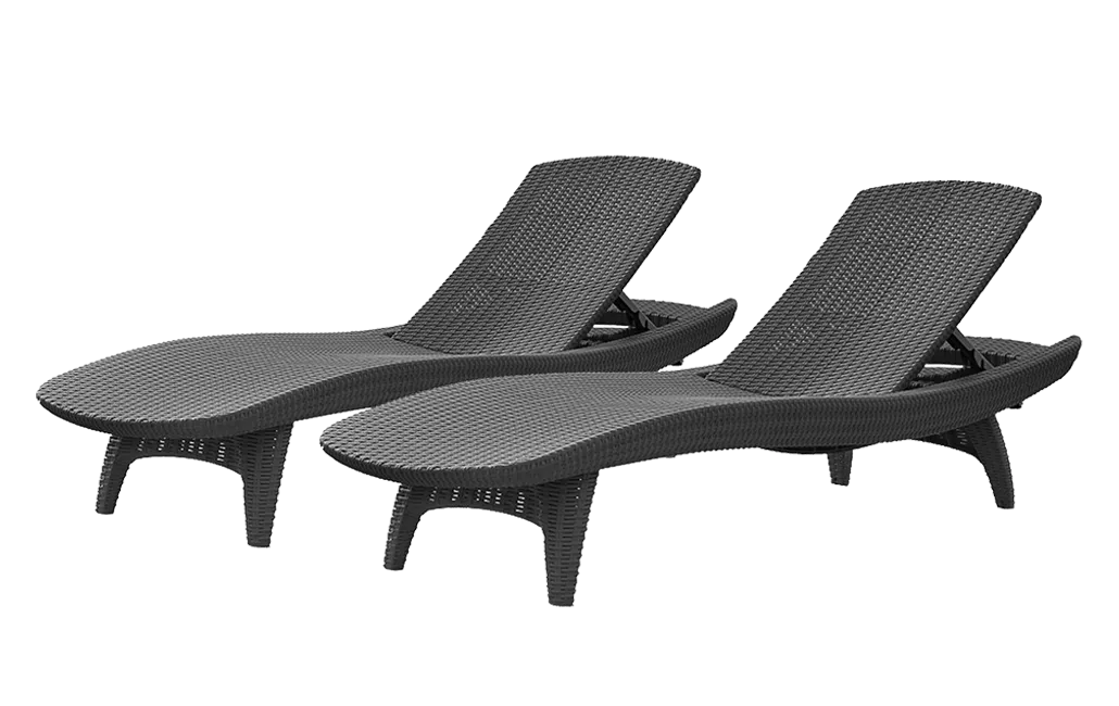 Pacific Patio Lounge Set Sun Chairs - Graphite - Keter US