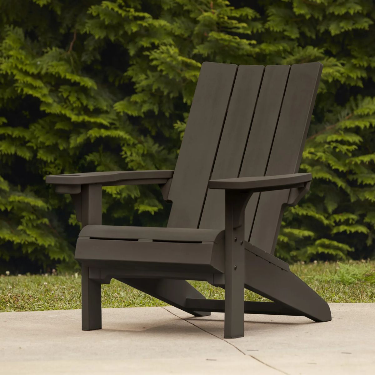 Modern Adirondack Chair With Cup Holder Brown - Keter US