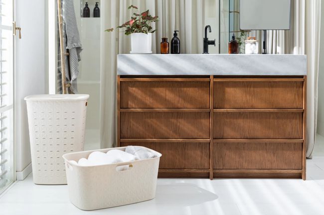 סל כביסה סופטקס 56 ליטר - קרם