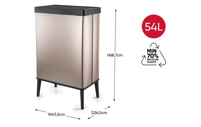 פח ורטו גבוה 54 ליטר - אפור פנינה