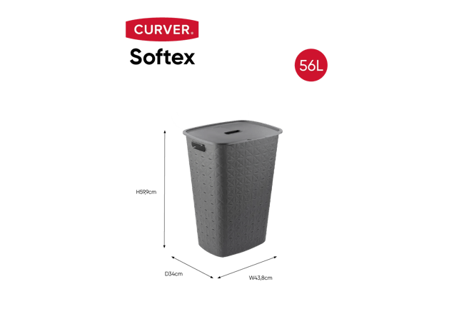 סל כביסה סופטקס 56 ליטר - אפור