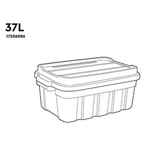 Tuff Box 37L Storage Boxes with Lid Set of 3  - Black