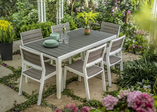 פינת אוכל רומא- שולחן ו 6 כיסאות - קפוצ'ינו