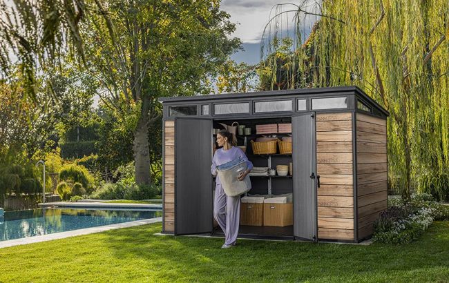 Abri de jardin Signature 117 - 7,4m2 - Marron aspect Douglas