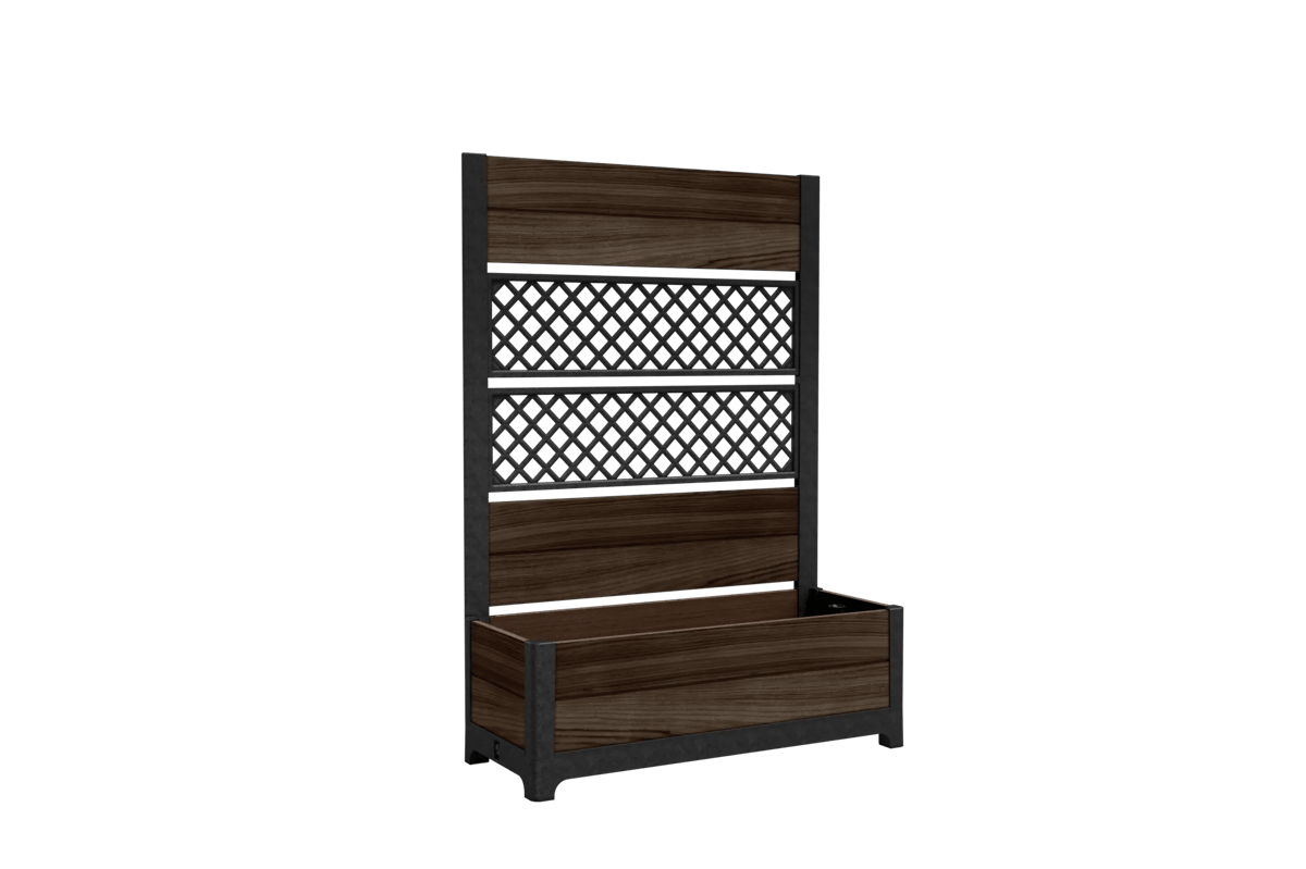Rosewood Brown Privacy Planter With Trellis - Keter US