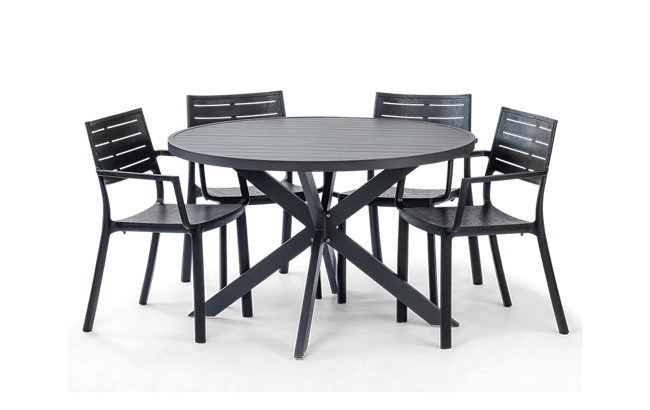 פינת אוכל פרלין שולחן עגול ו 4 כיסאות - לבן