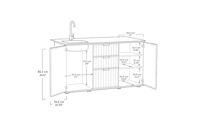 מטבח חוץ קומפקטי ונציאני - דמוי עץ בגווני חום