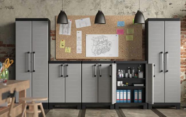 ארון שירות דטרויט גבוה - אפור-שחור thumbnail