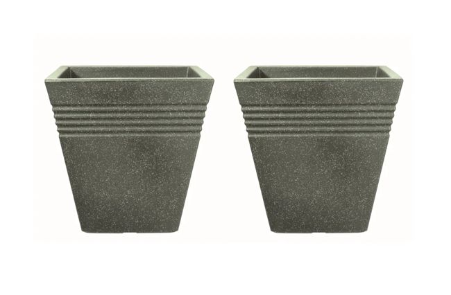 Piazza Square Planter 40cm Set of 2 - Marble Green