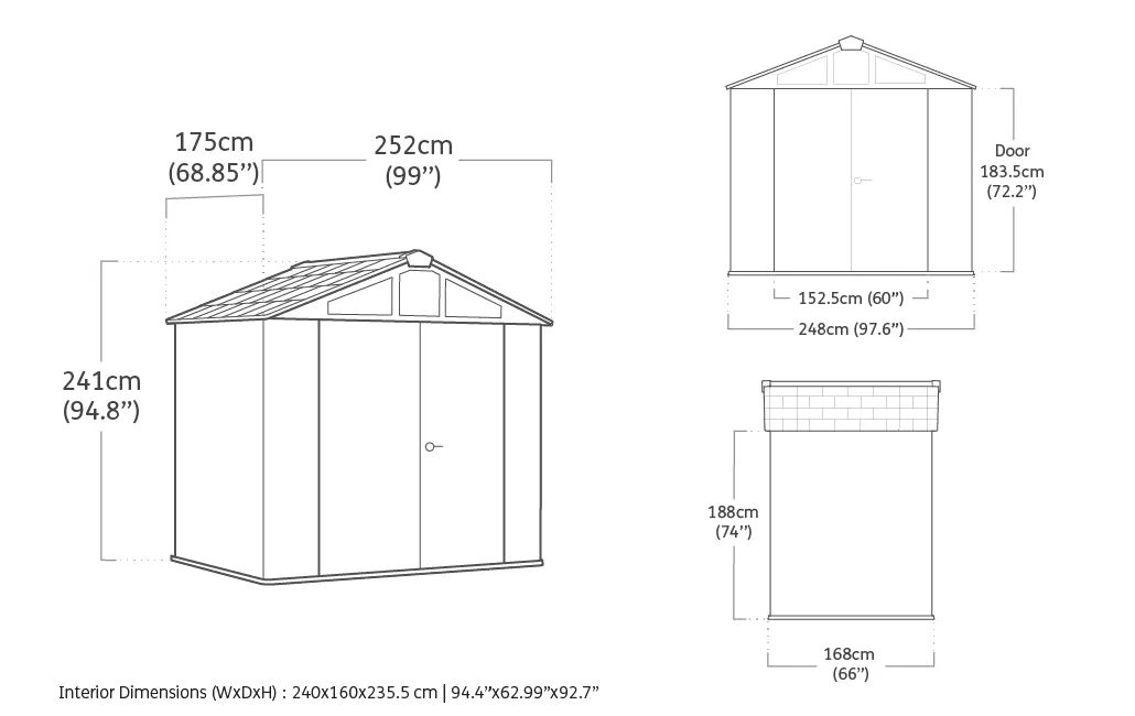 Stronghold 8x6 Tuinhuis - Grijs