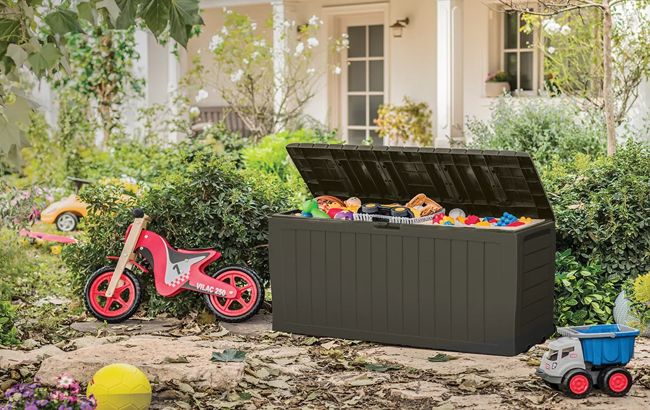 71 Gallon Storage Marvel Deck Box Taupe - Keter US