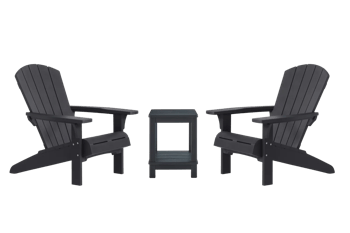 Troy Adirondack Tuinstoelen met Deluxe Bijzettafel - Antraciet - Tuinmeubelen