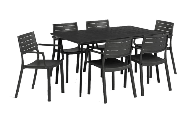 פינת אוכל פיג'י- שולחן ו 6 כיסאות - שחור