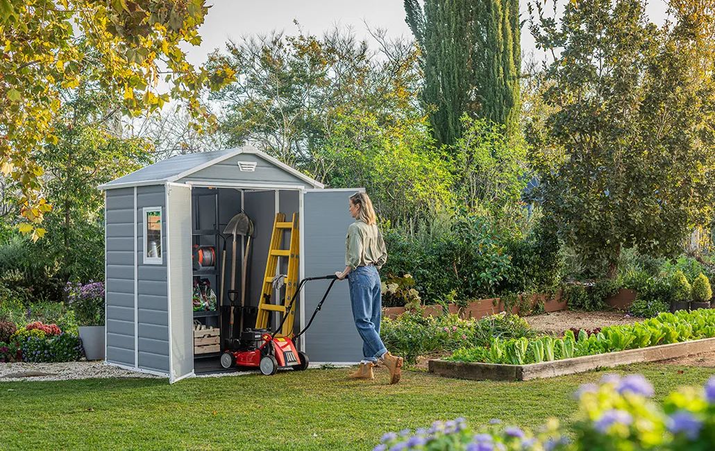 Caseta de exterior Manor 6x5 - 185x152x226 cm y 2,5m2 - Gris