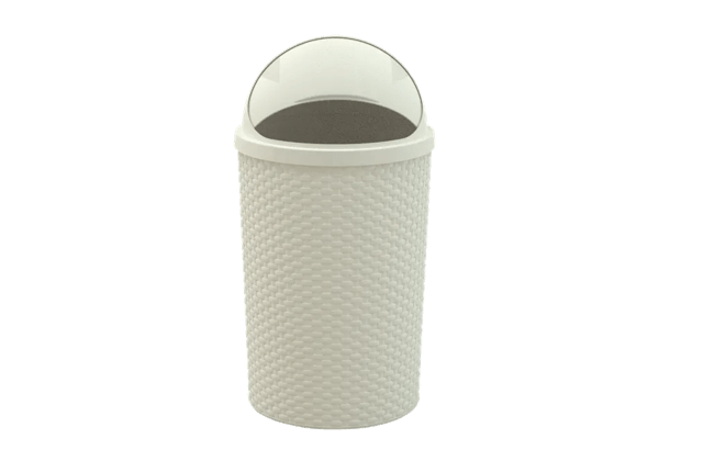 פח אשפה עם מצחייה ראטן 50 ליטר - לבן thumbnail