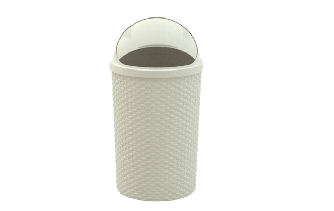 פח אשפה עם מצחייה ראטן 50 ליטר - לבן