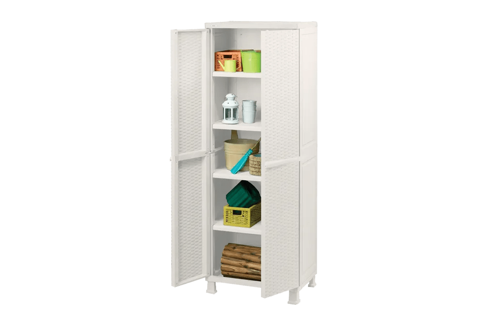 ארון שירות ראטן גבוה  - לבן