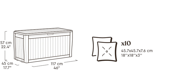 Arcón de exterior Comfy 117x45x57 cm y 270L - Marrón