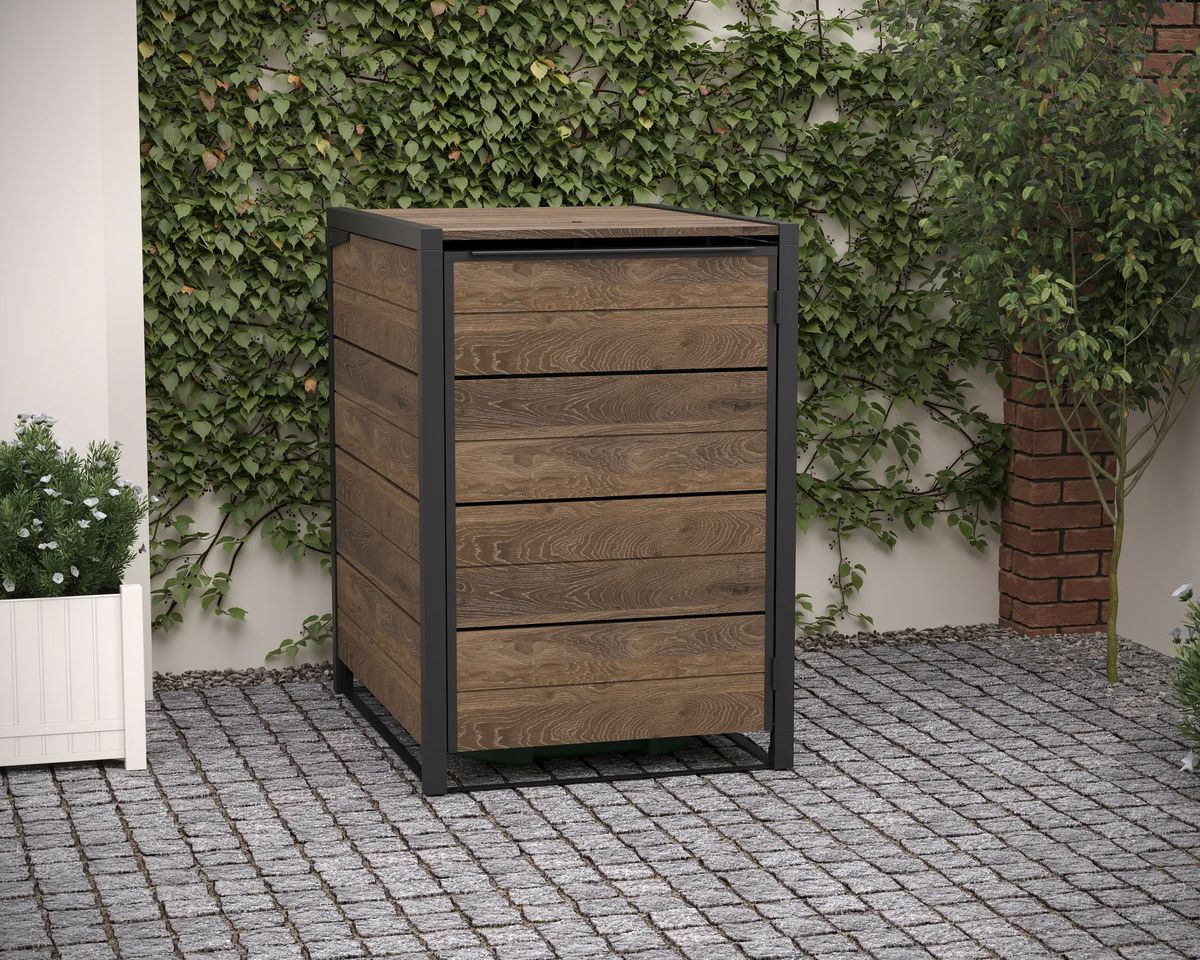 Hide Away 96 Gallon Single Trash Can Shed - Brown - Keter US
