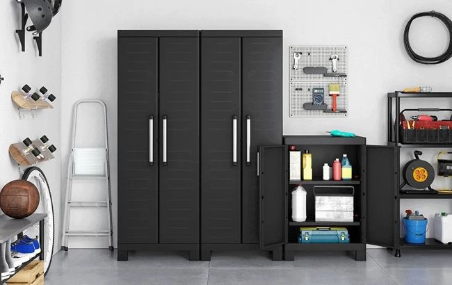 Armario bajo de resina Detroit - 97x45x65 cm. - Negro