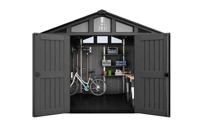 Gray Stronghold 10x15 Extra Large Storage Shed - Keter US