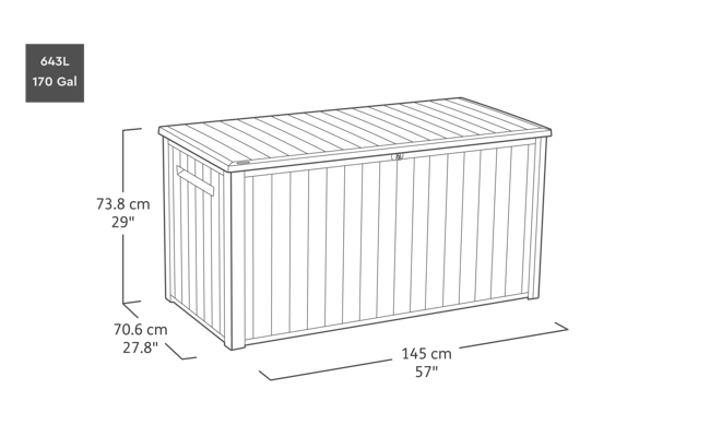 Arcón de exterior Southwood 145x71x74 cm y 643L - Grafito