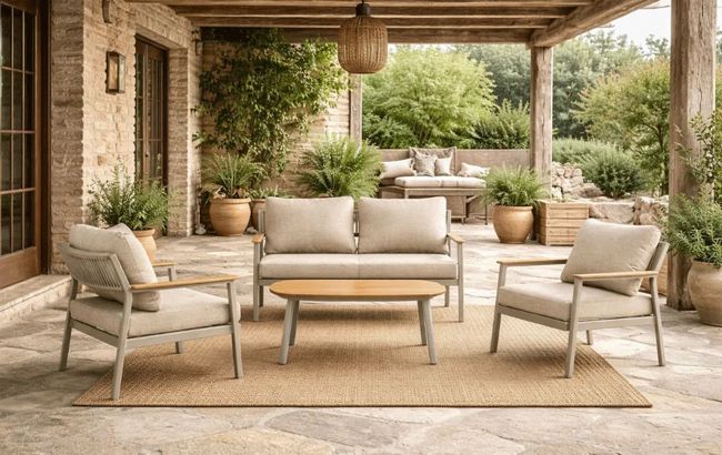 סט מערכת ישיבה פוקט אלומניום - בז