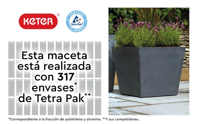 Set 2x Macetero Polyal Betón cuadrado 48 cm y 73,5L