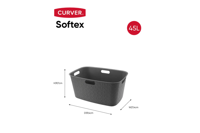 סל כביסה סופטקס 45 ליטר - אפור
