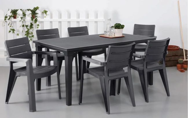 פינת אוכל איביזה- שולחן ו 4 כיסאות - אפור כהה