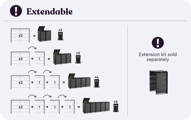 Signature Hide Away Containerberging - 2x240L - Ashwood