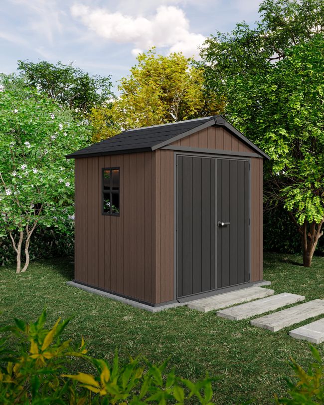 Caseta de exterior Newton Plus 757 - 230X224X246 cm y 4,4m2 - Marrón