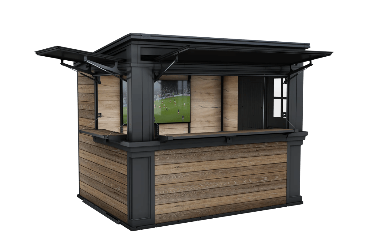 בר חוץ מעוצב עם אחסון – Outdoor Bar - דמוי עץ גוון חום אגוז
