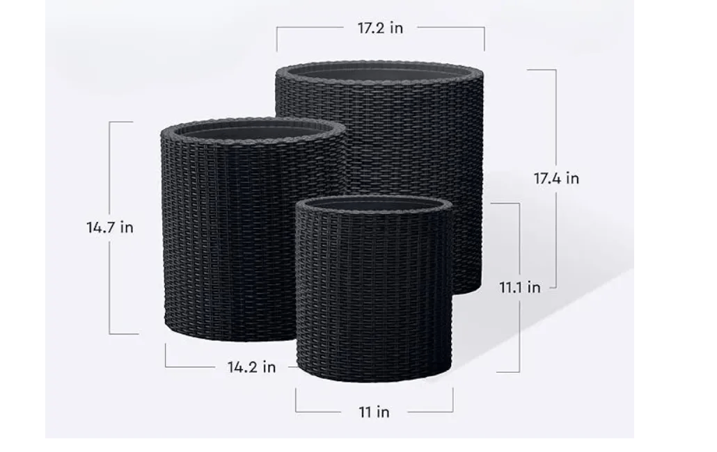 Cylinder Planter Set of 3 - Graphite