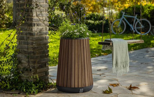 Self Watering Rosewood Brown Conical Tall Planter - Keter US