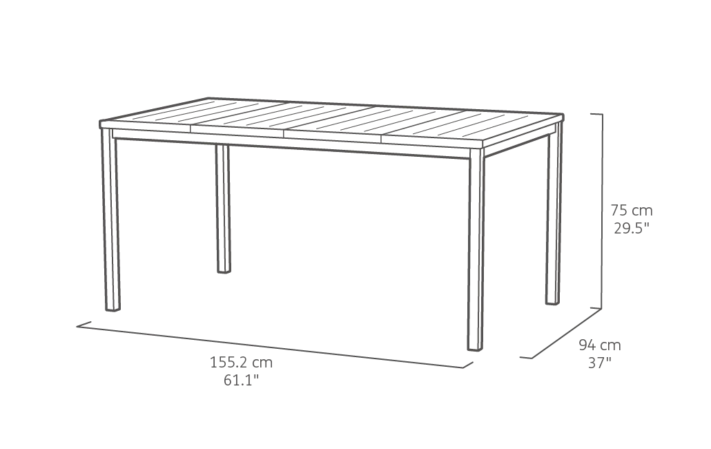 Porto Nova Tafel - 155x94x75cm - Ashwood