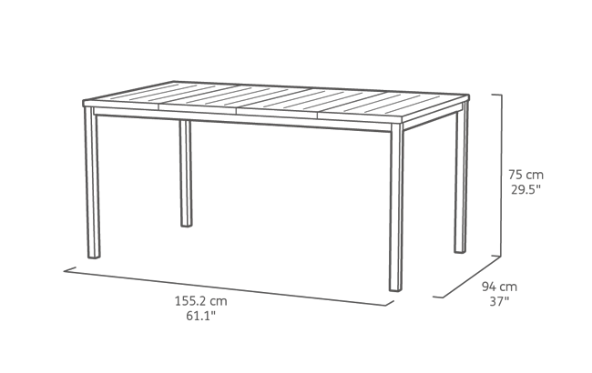 Porto Nova Tafel - 155x94x75cm - Ashwood