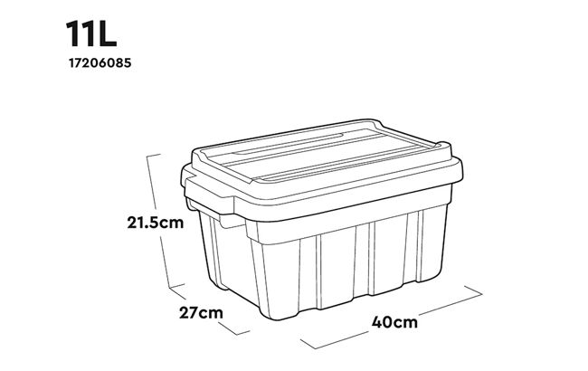 Tuff Box 11L Storage Boxes with Lid Set of 3 - Black