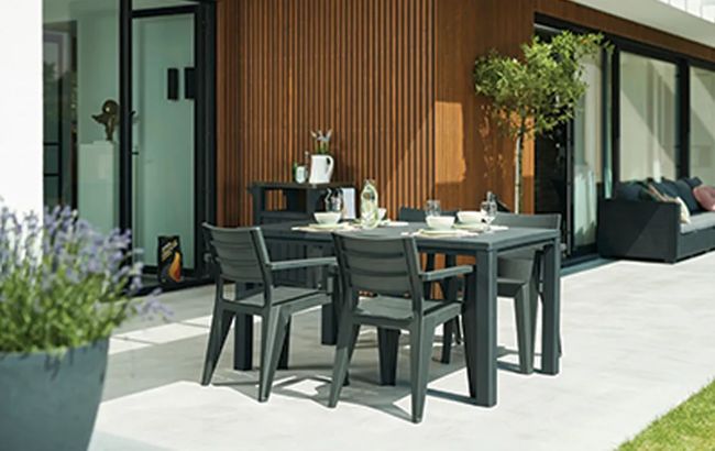 פינת אוכל טוסקנה- שולחן ו 4 כיסאות - אפור כהה