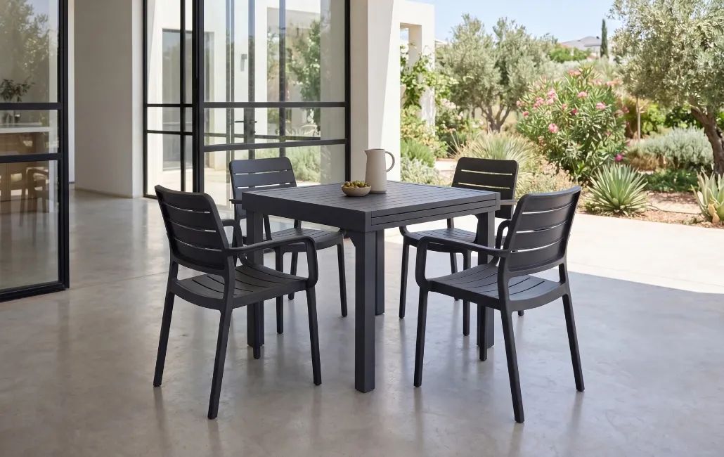 כסא פורטו עם משענות - אפור גרפיט