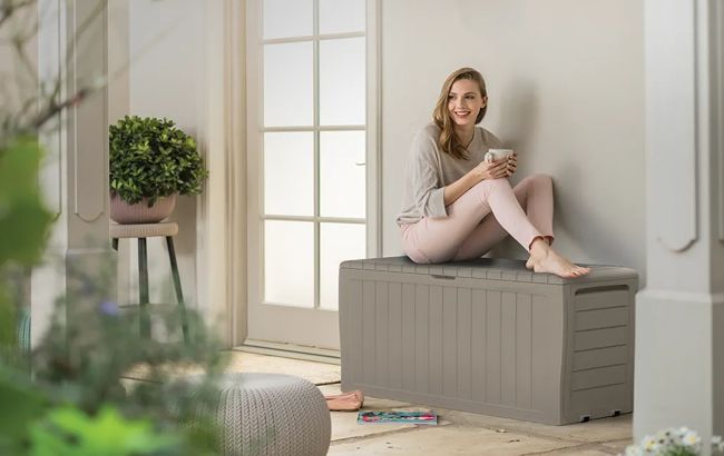 71 Gallon Storage Marvel Deck Box Beige - Keter US