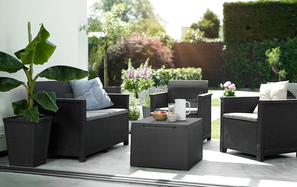 Emma 4 Seater Garden Set, With Storage Table  - Graphite