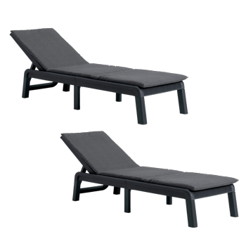 Atlas Sun Lounger with Cushion, Set of 2 - Outdoor Furniture