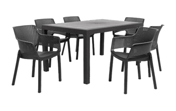 פינת אוכל ונציה- שולחן ו 4 כיסאות - אפור כהה - פינות אוכל עד 1,299 ש