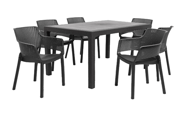 פינת אוכל ונציה- שולחן ו 4 כיסאות - אפור כהה