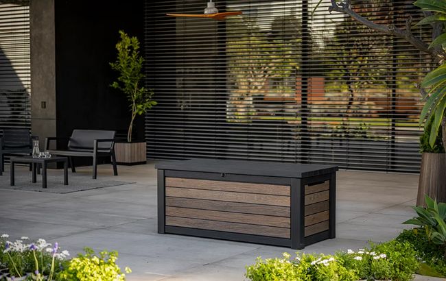 165 Gallon Storage Box Signature Deck Box Walnut Brown - Keter US